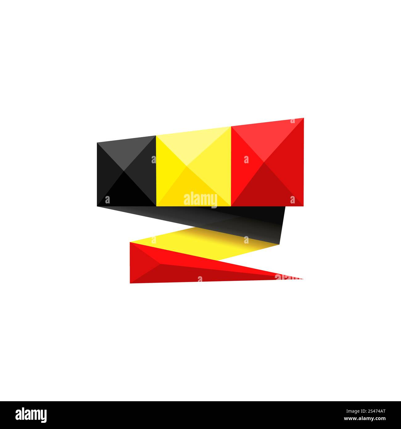 Illustration mit Origami Belgien Flagge isoliert auf weißem Hintergrund Stock Vektor