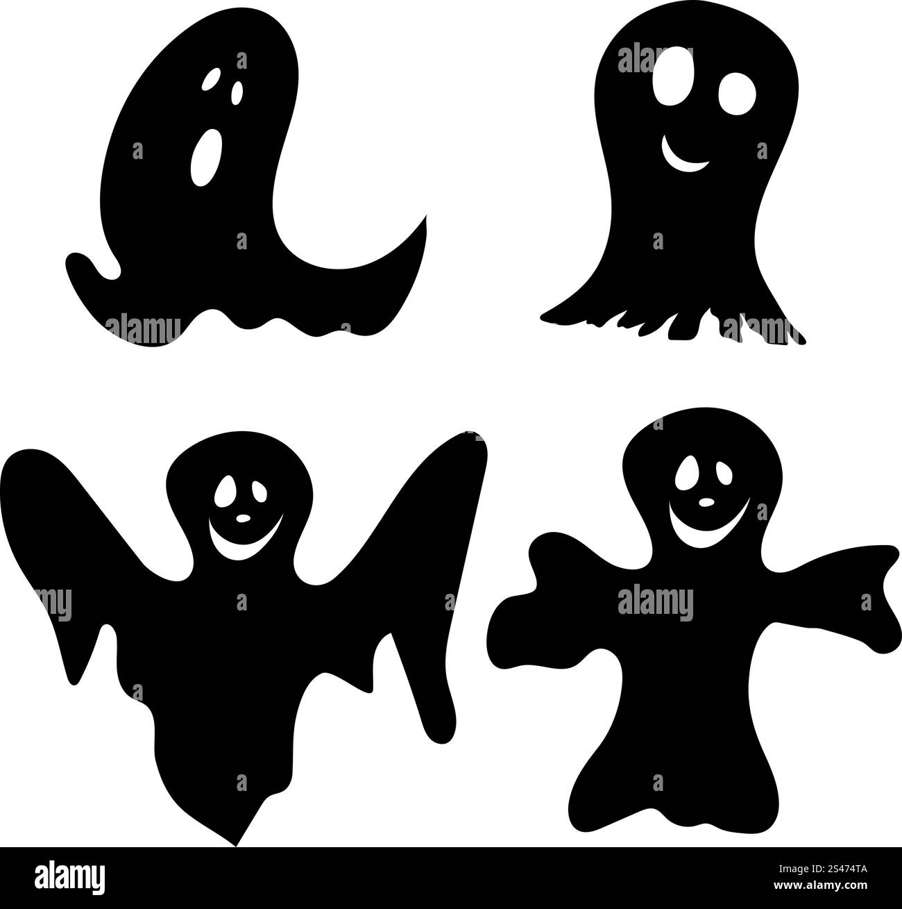 Halloween Urlaub Elemente gesetzt. Sammlung mit verschiedenen Geistern Over White Background für Halloween-Designs zu erstellen.  Vektor-Illustration. Stock Vektor