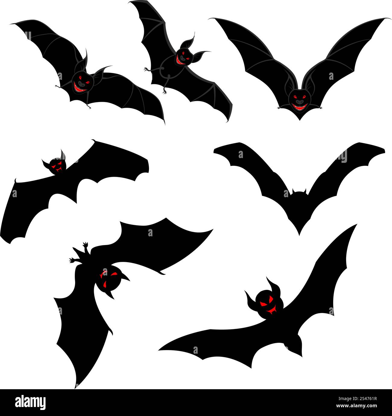 Halloween Urlaub Elemente gesetzt. Sammlung mit fliegenden Fledermäuse Over White Background für Halloween-Designs zu erstellen.  Vektor-Illustration. Stock Vektor