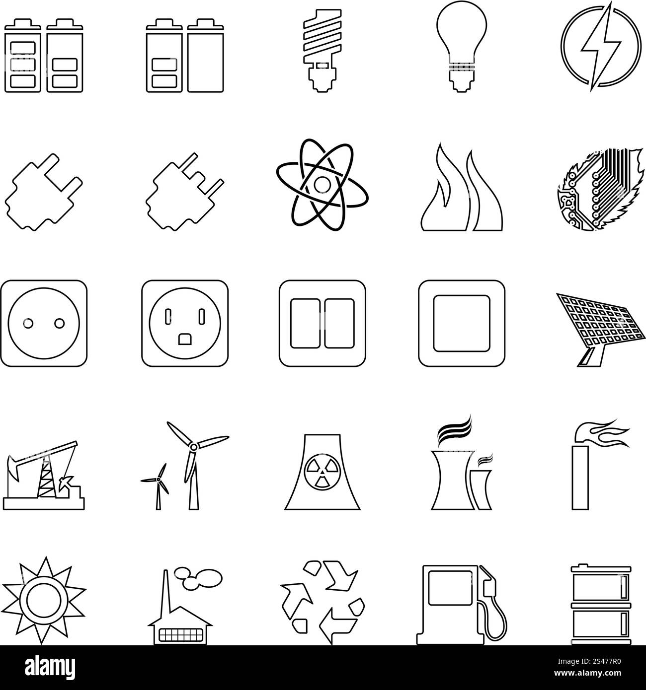 Elektrizität, Kraft und Energie Symbol inmitten einer dünnen Liniendesign. Stock Vektor