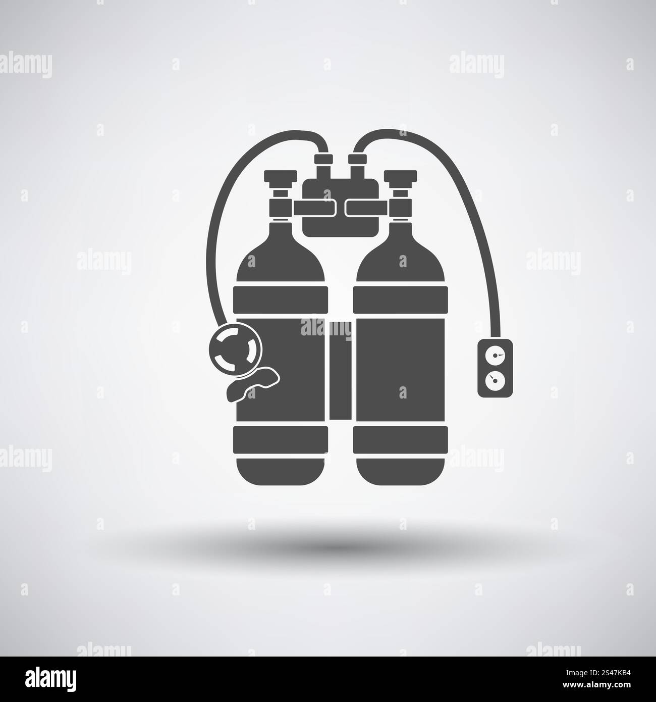 Angeln-Symbol mit Scuba auf grauem Hintergrund. Vektor-Illustration. Stock Vektor