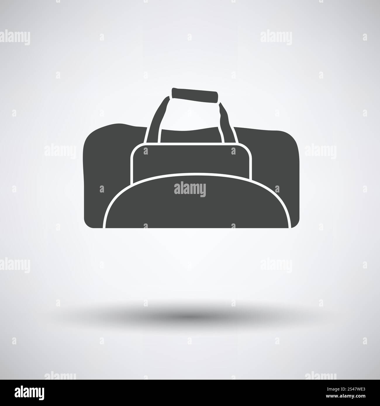 Fitness-Tasche-Symbol auf grauem Hintergrund mit runden Schatten. Vektor-Illustration. Stock Vektor