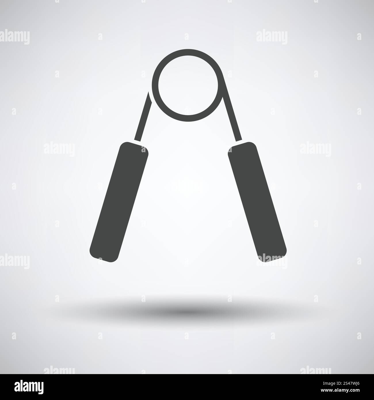 Hände-Expander-Symbol auf grauem Hintergrund mit runden Schatten. Vektor-Illustration. Stock Vektor