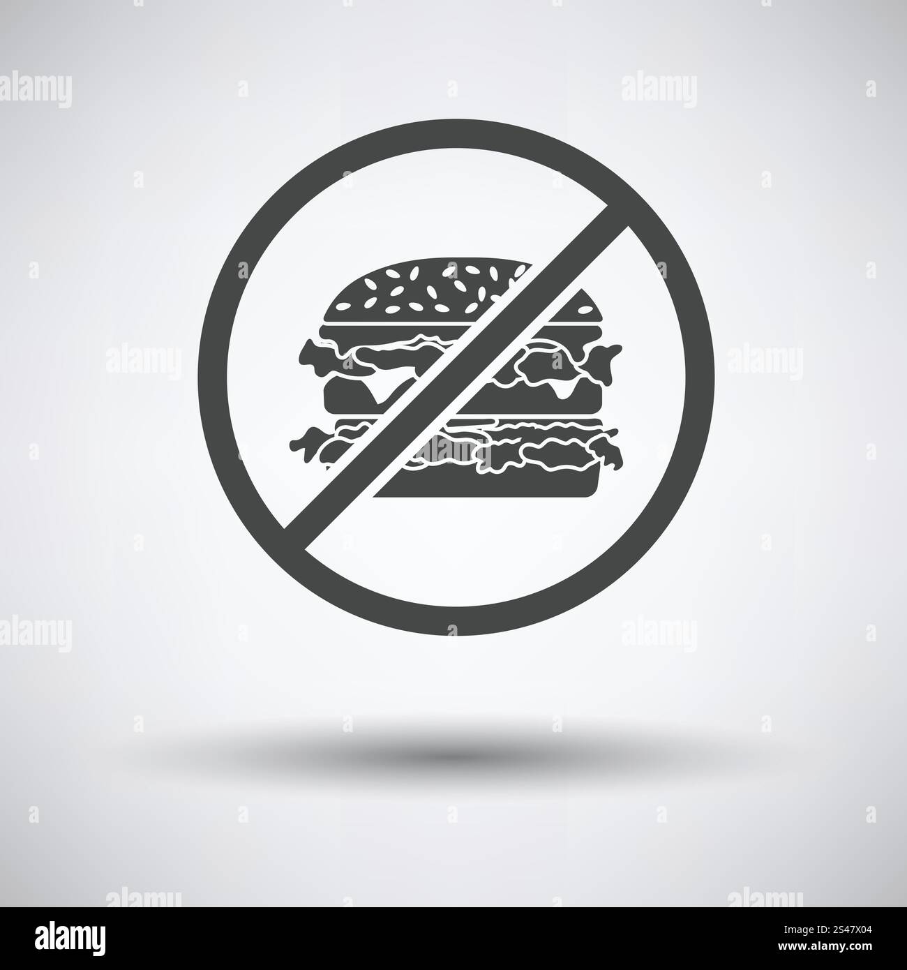 Hamburger-Symbol auf grauem Hintergrund mit runden Schatten verboten. Vektor-Illustration. Stock Vektor