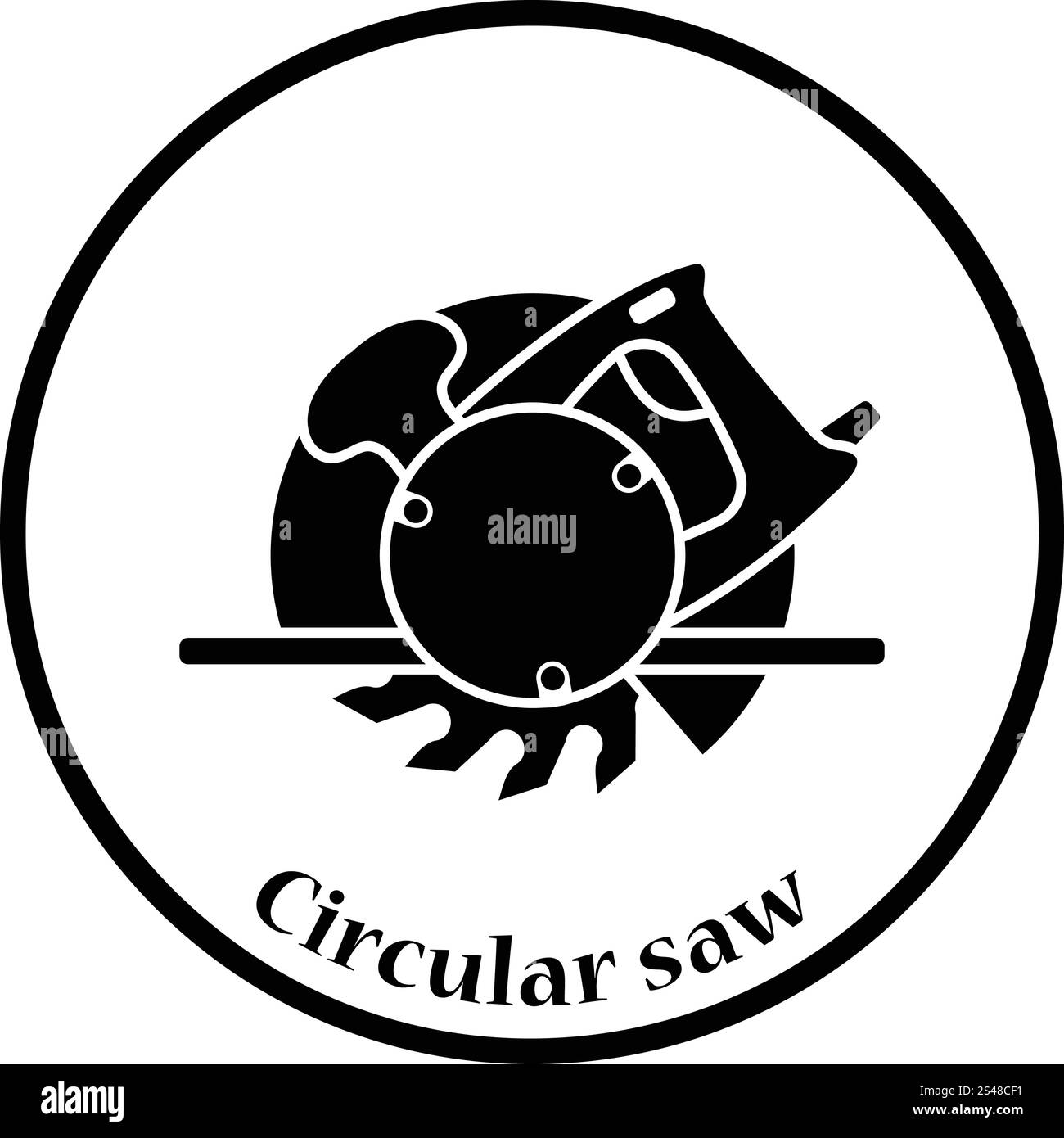 Ikone der Kreissäge. Dünnen Kreis Design. Vektor-Illustration. Stock Vektor