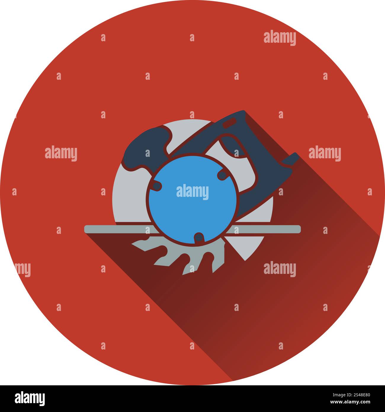 Ikone der Kreissäge. Flaches Design. Vektor-Illustration. Stock Vektor