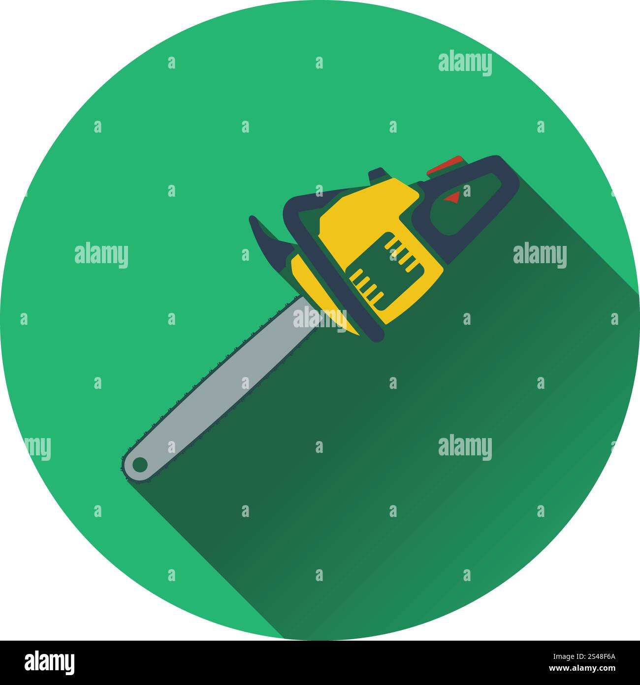 Ikone der Kettensäge. Flaches Design. Vektor-Illustration. Stock Vektor