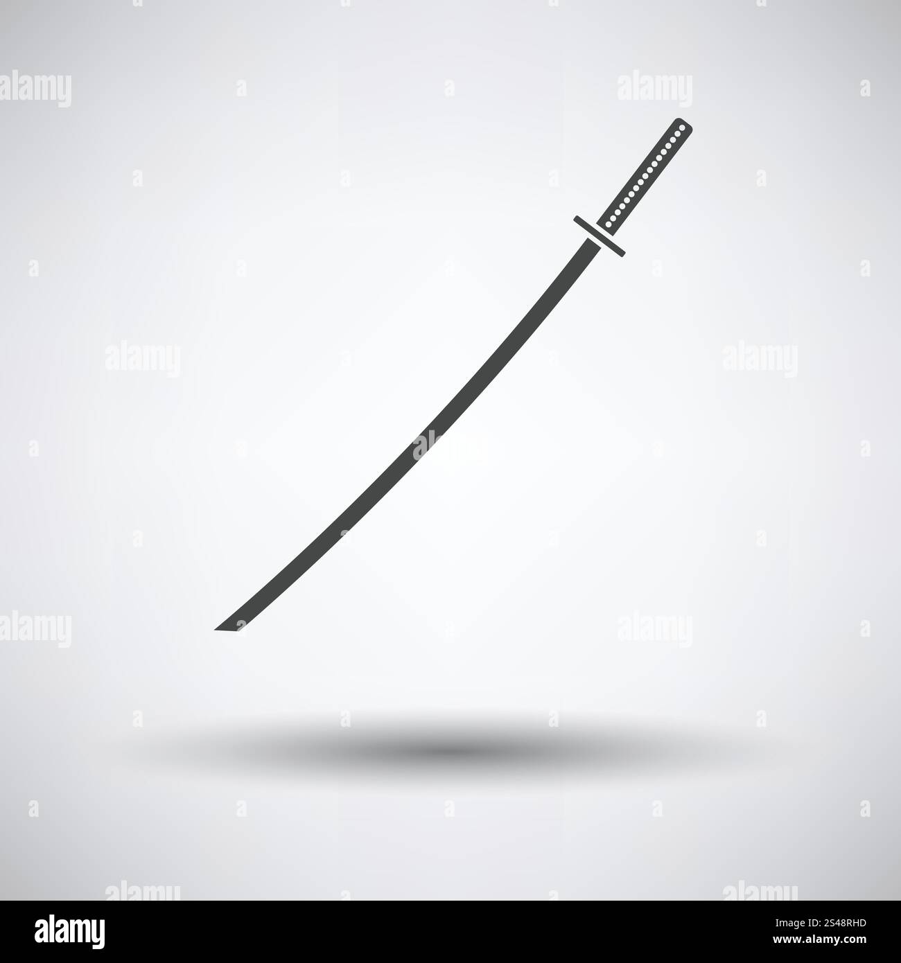 Japanische Schwert-Symbol auf grauem Hintergrund, Runde Schatten. Vektor-Illustration. Stock Vektor