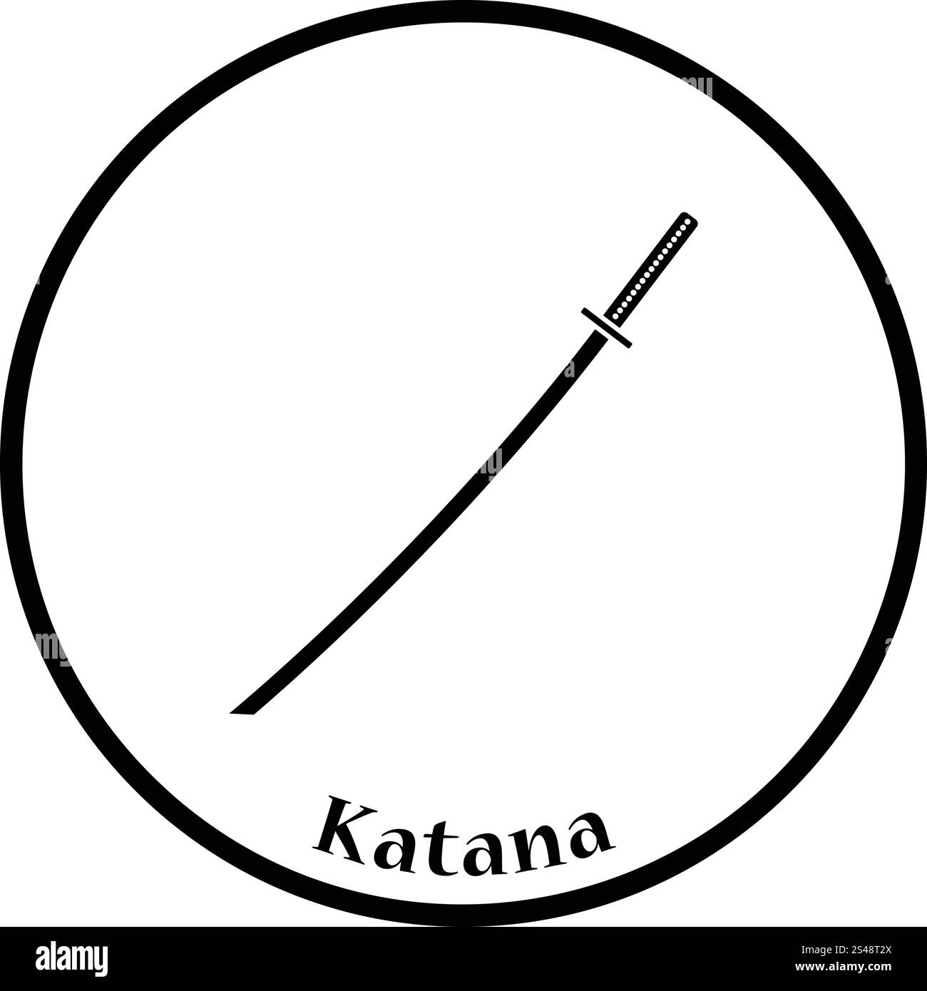 Japanische Schwert-Symbol. Dünnen Kreis Design. Vektor-Illustration. Stock Vektor