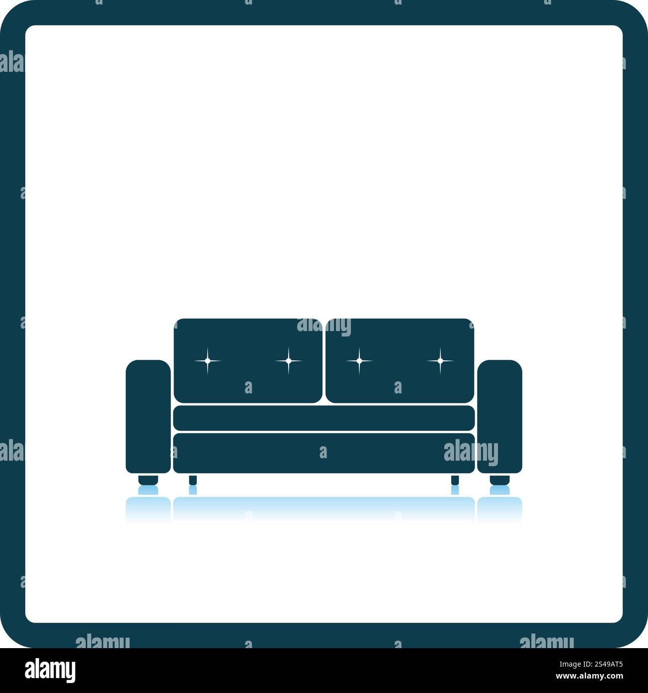 Kino-Sofa-Symbol. Schatten-Reflexion-Design. Vektor-Illustration. Stock Vektor