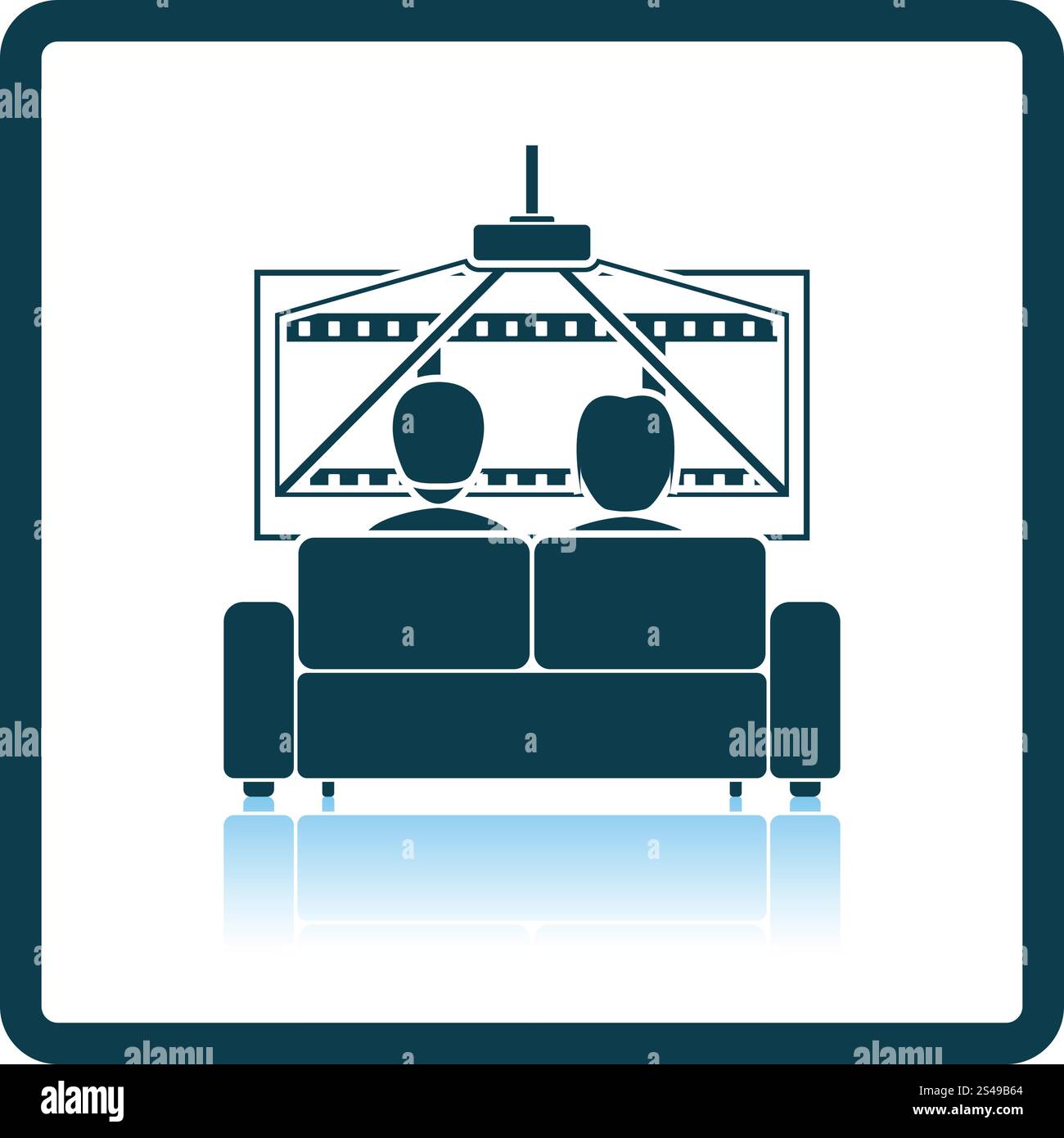 Kino-Sofa-Symbol. Schatten-Reflexion-Design. Vektor-Illustration. Stock Vektor