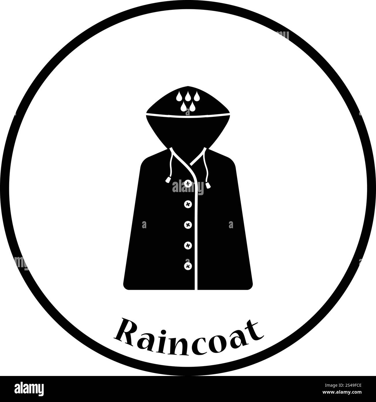Regenmantel-Symbol. Dünnen Kreis Design. Vektor-Illustration. Stock Vektor