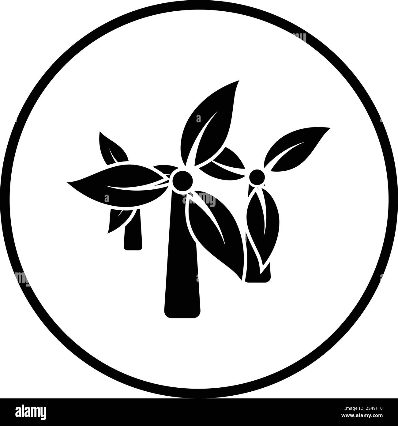 Windmühle mit Blätter in klingen-Symbol. Dünnen Kreis Design. Vektor-Illustration. Stock Vektor