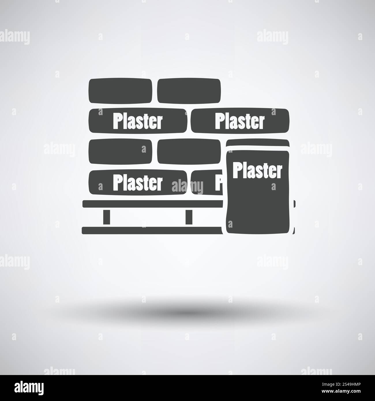 Palette mit Gips Taschen Symbol auf grauem Hintergrund, Runde Schatten. Vektor-Illustration. Stock Vektor