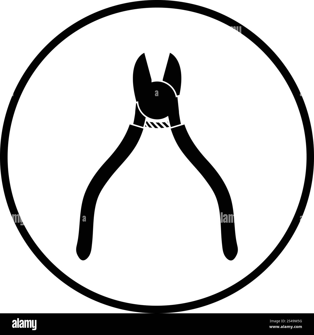 Seite-Scheren-Symbol. Dünnen Kreis Design. Vektor-Illustration. Stock Vektor