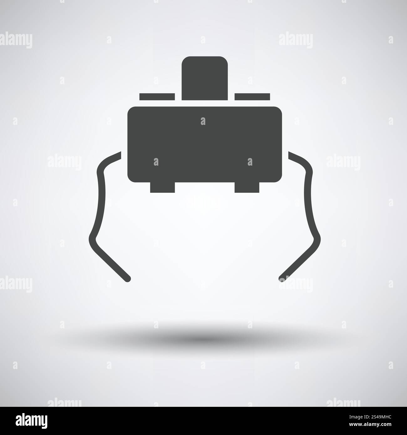 Mikro Button-Symbol auf grauem Hintergrund mit runden Schatten. Vektor-Illustration. Stock Vektor