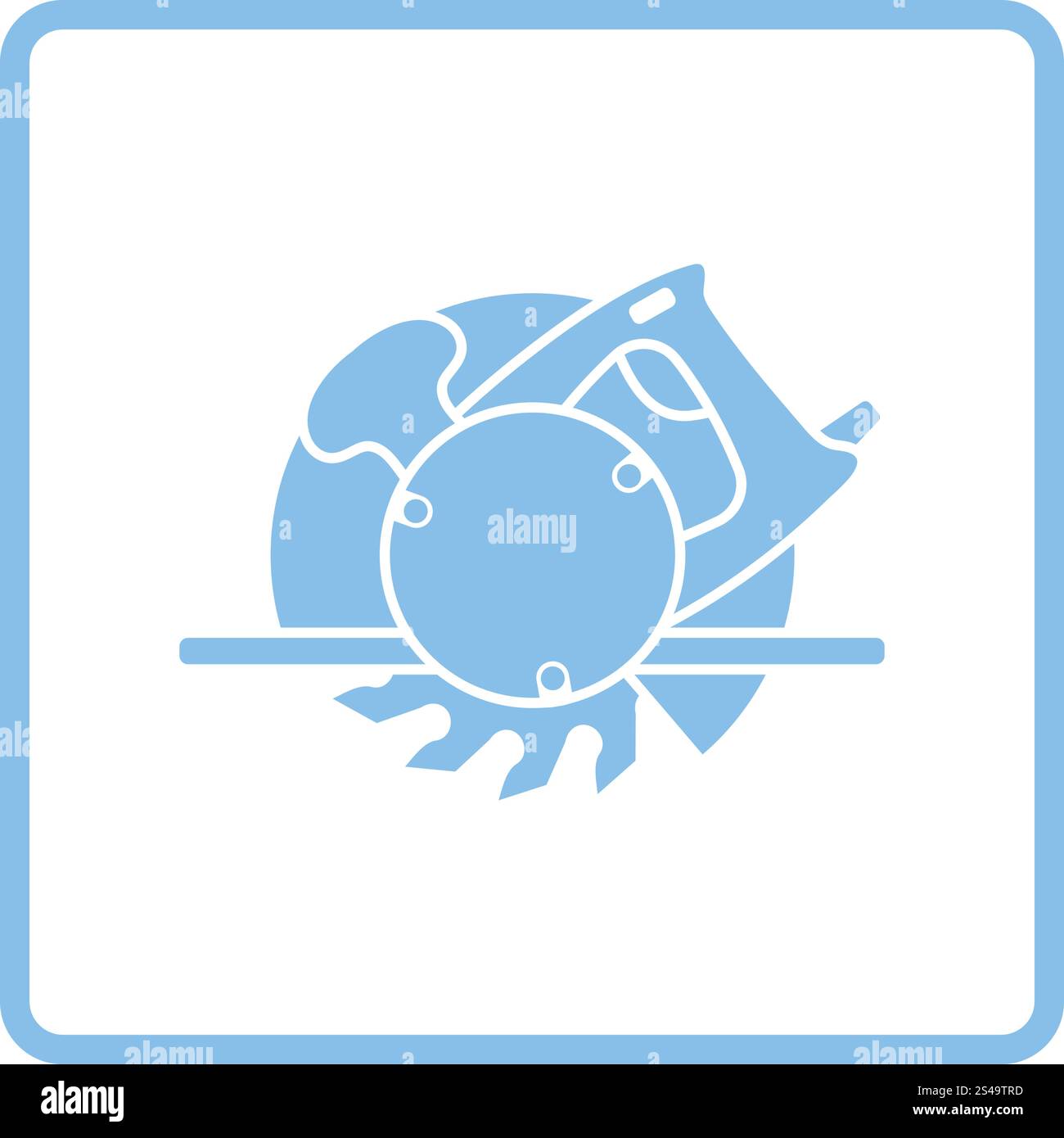 Kreissäge-Symbol. Blauer Rahmen-Design. Vektor-Illustration. Stock Vektor