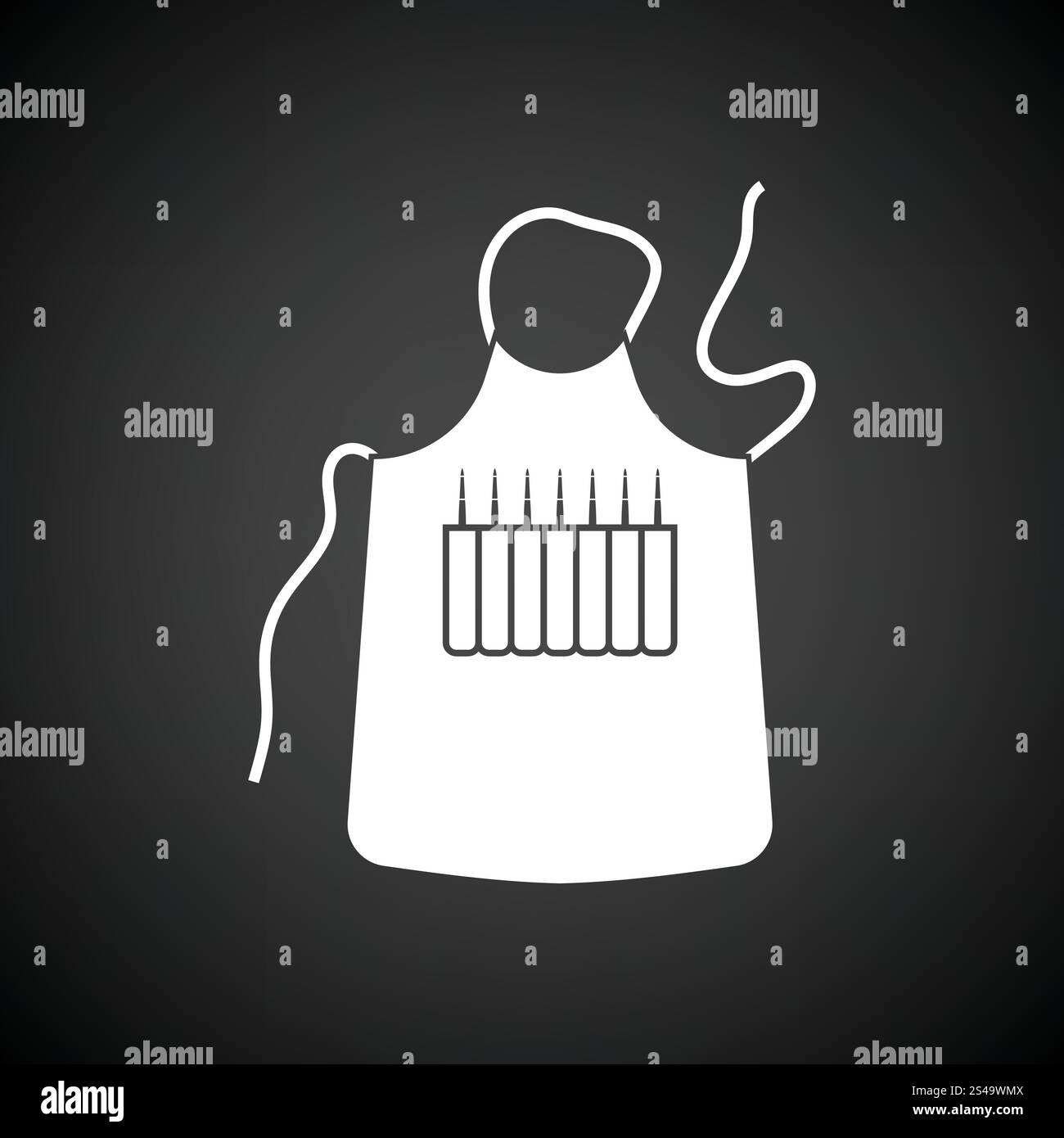 Künstler-Schürze-Symbol. Schwarzer Hintergrund mit weißen. Vektor-Illustration. Stock Vektor