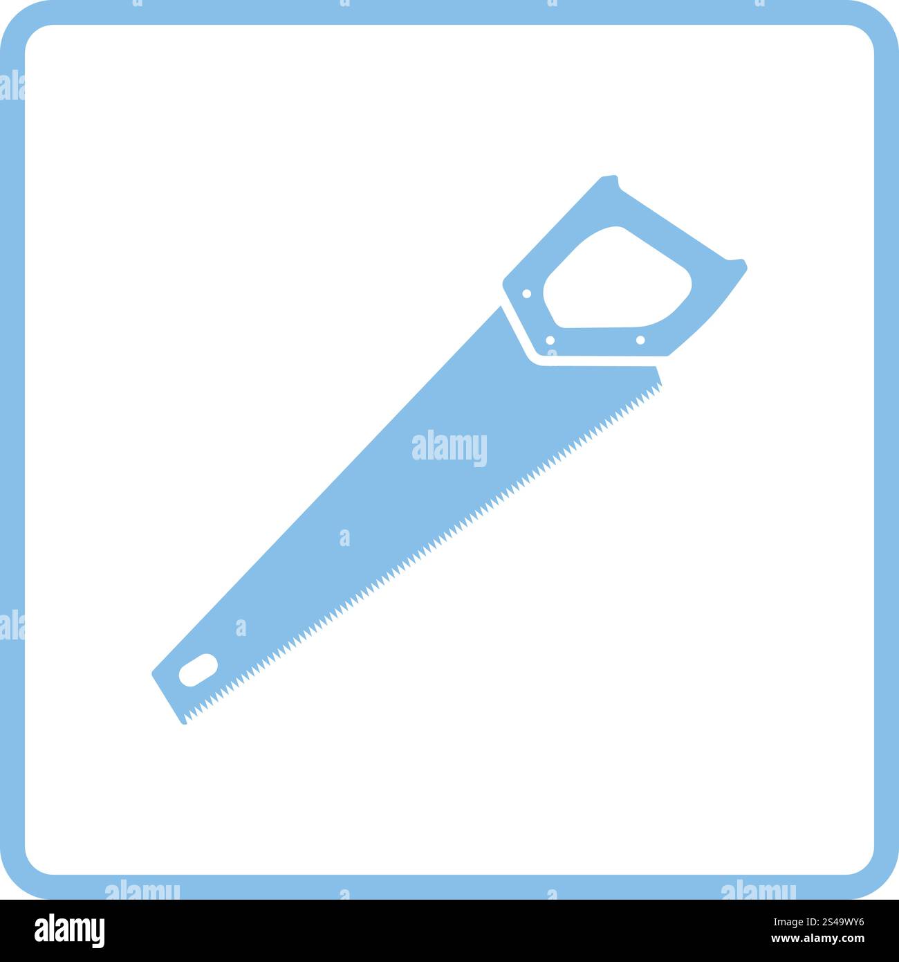 Handsäge Symbol. Blauer Rahmen-Design. Vektor-Illustration. Stock Vektor