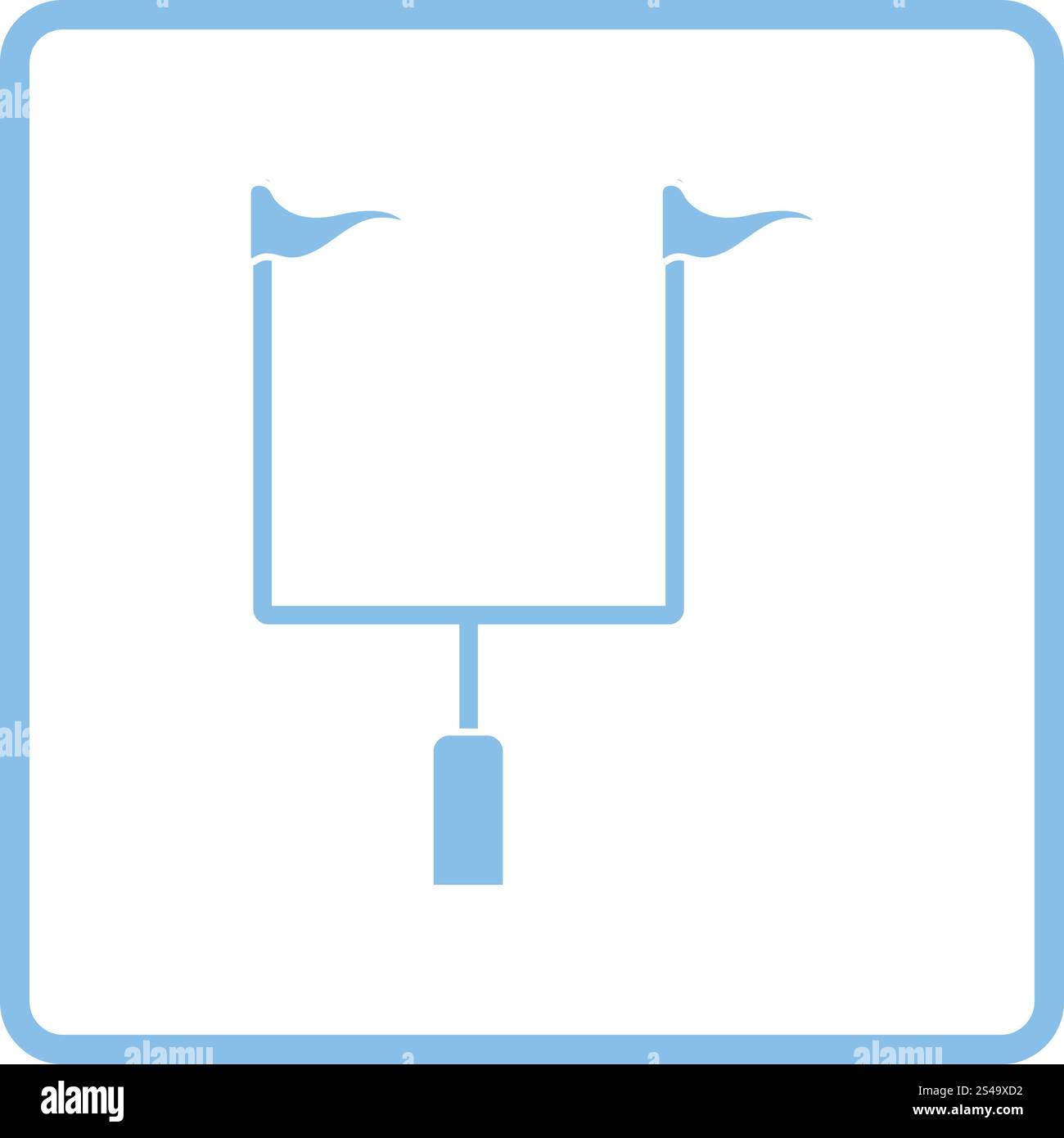 US-amerikanischer American-Football Torpfosten Symbol. Blauer Rahmen-Design. Vektor-Illustration. Stock Vektor