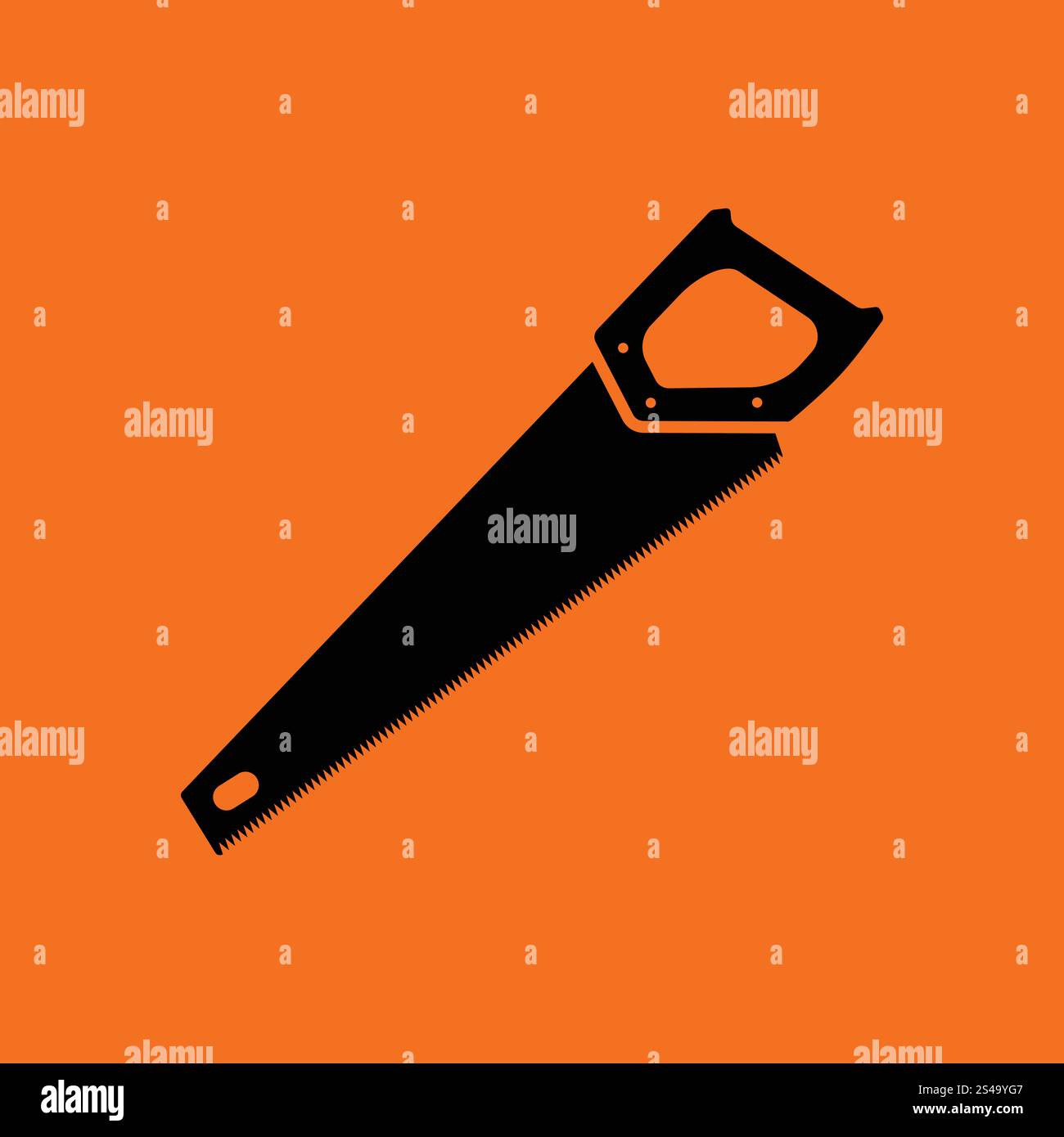 Handsäge Symbol. Orangefarbenen Hintergrund mit schwarz. Vektor-Illustration. Stock Vektor