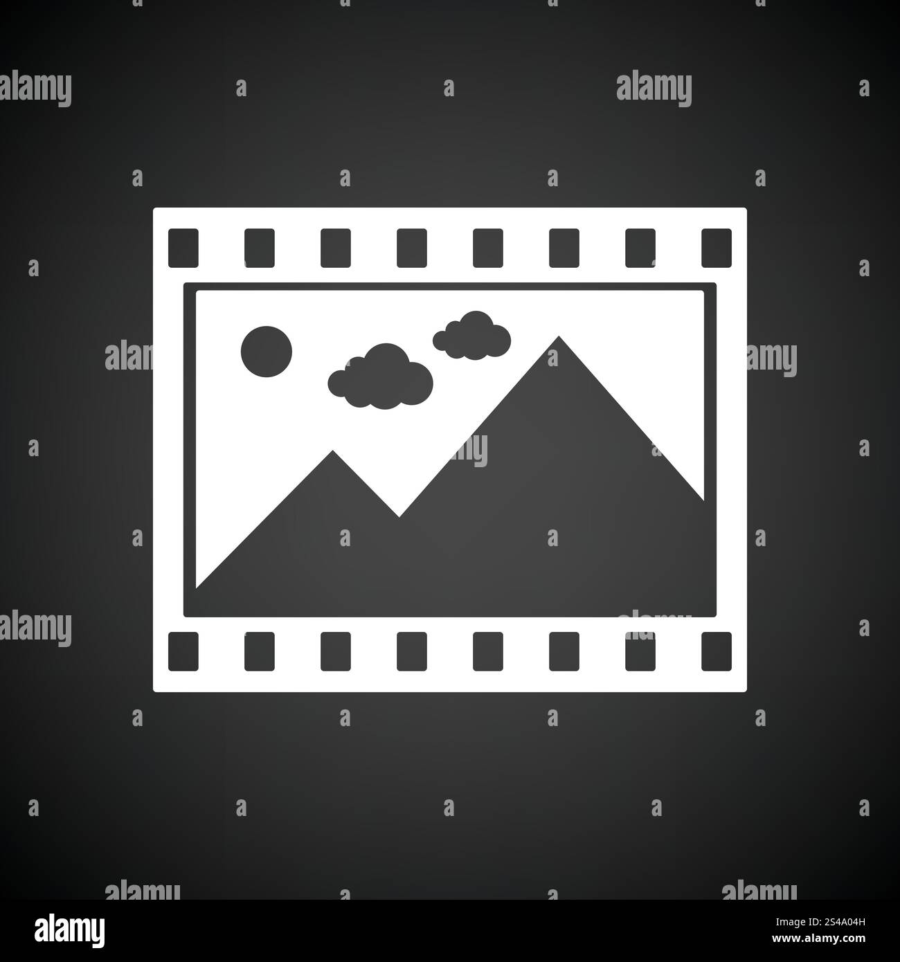 Film-Frame-Symbol. Schwarzer Hintergrund mit weißen. Vektor-Illustration. Stock Vektor