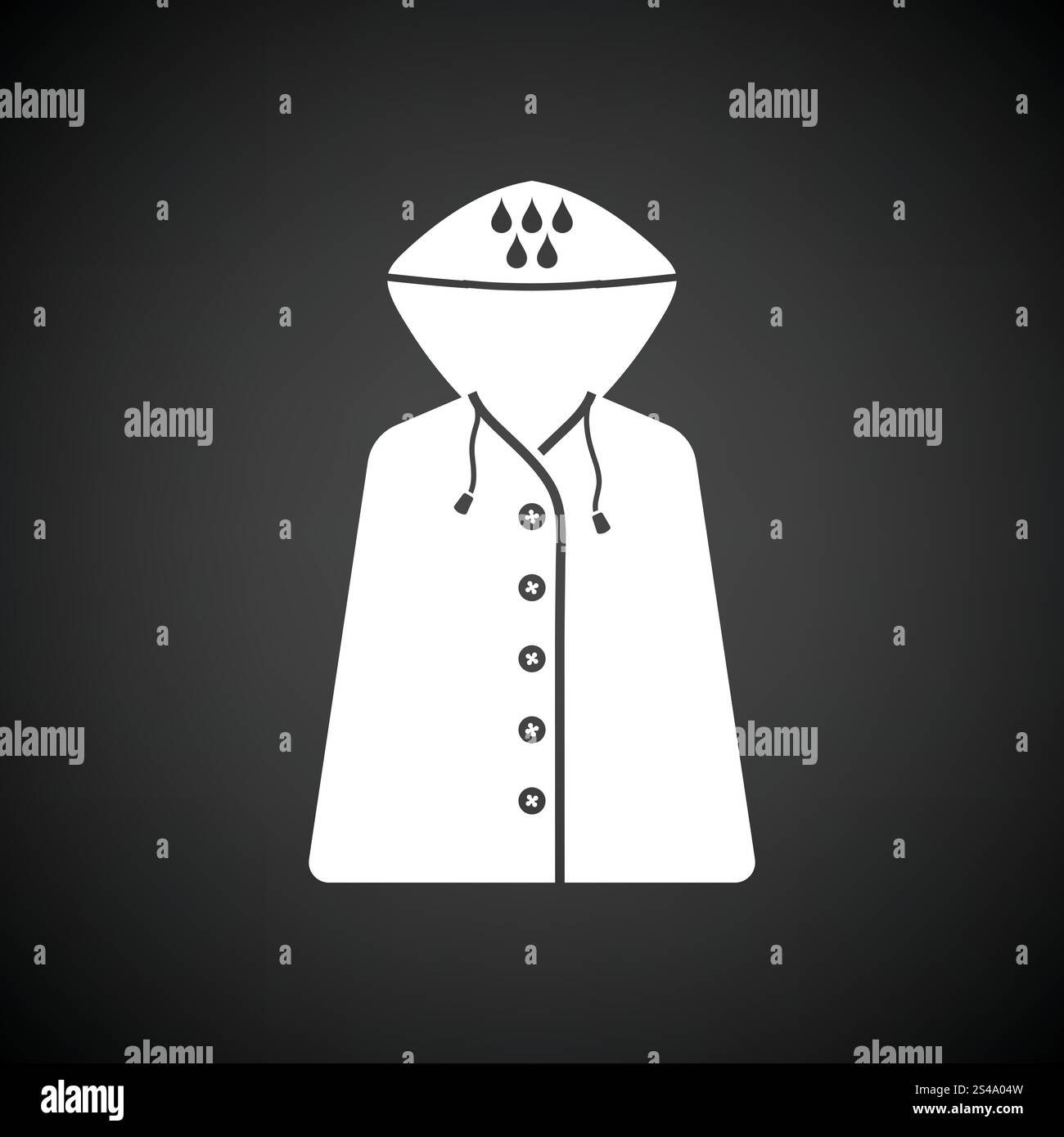Regenmantel-Symbol. Schwarzer Hintergrund mit weißen. Vektor-Illustration. Stock Vektor