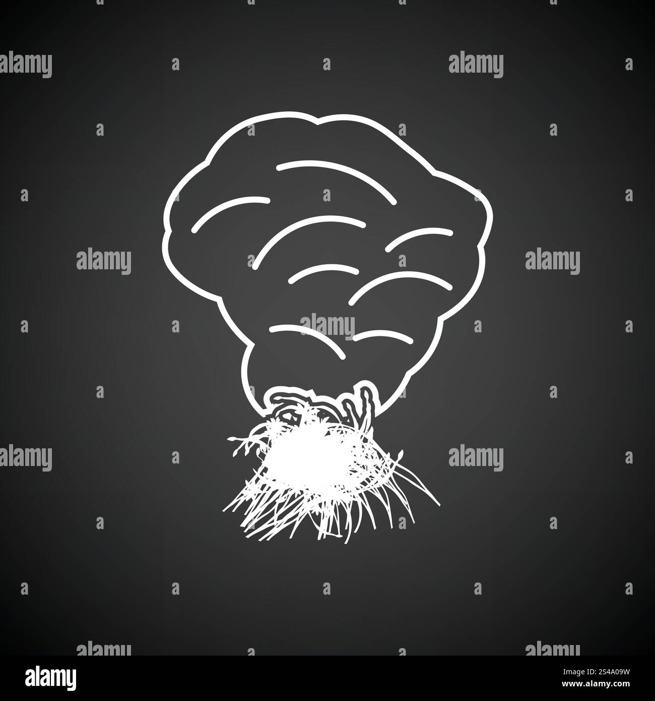 Saison Rasen brennenden Symbol. Schwarzer Hintergrund mit weißen. Vektor-Illustration. Stock Vektor