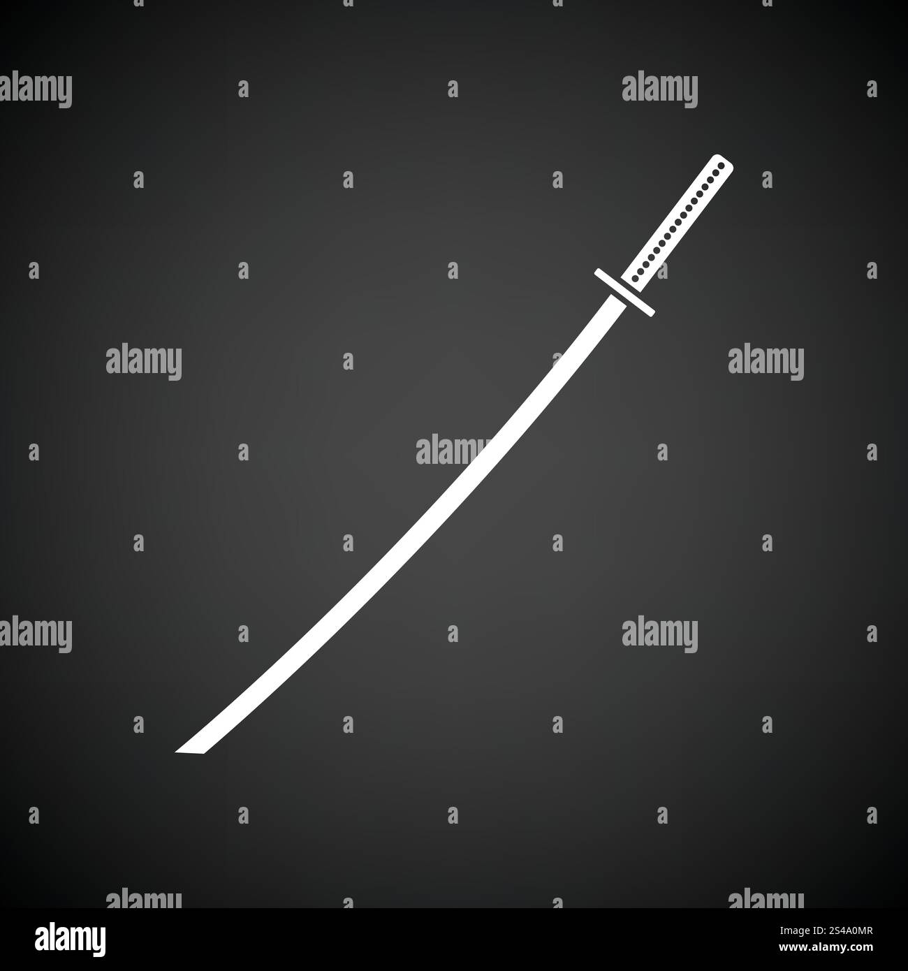 Japanische Schwert-Symbol. Schwarzer Hintergrund mit weißen. Vektor-Illustration. Stock Vektor