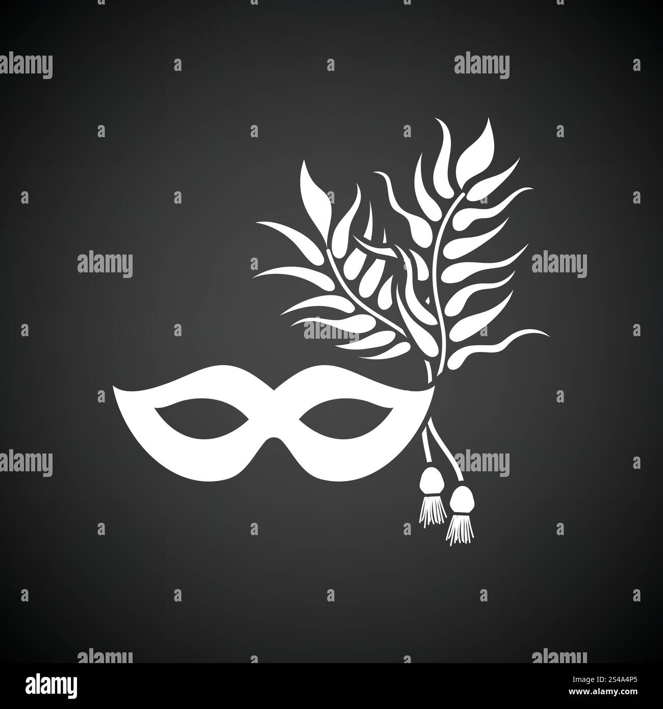 Party Karneval Maskensymbol. Schwarzer Hintergrund mit weißen. Vektor-Illustration. Stock Vektor