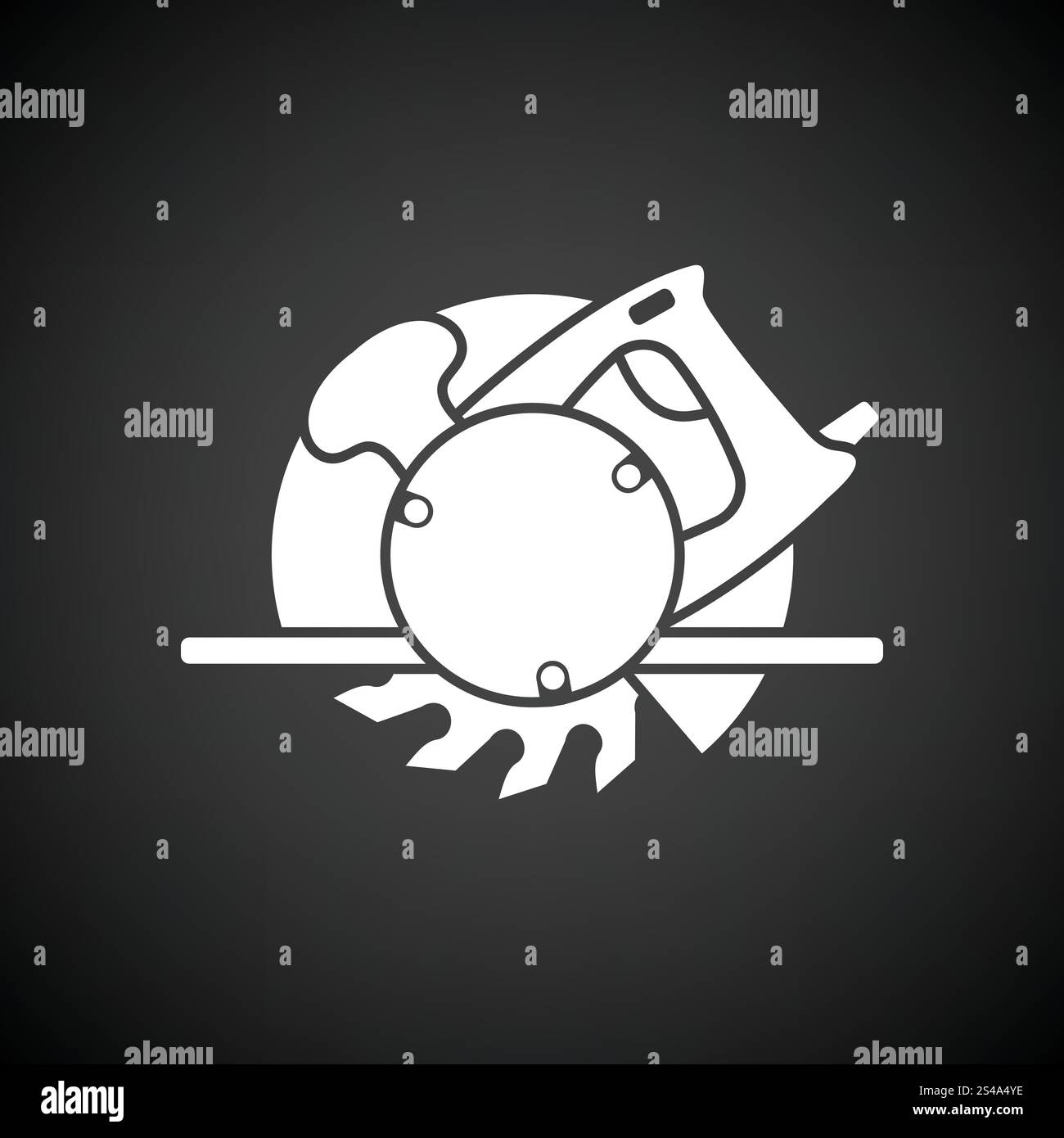 Kreissäge-Symbol. Schwarzer Hintergrund mit weißen. Vektor-Illustration. Stock Vektor