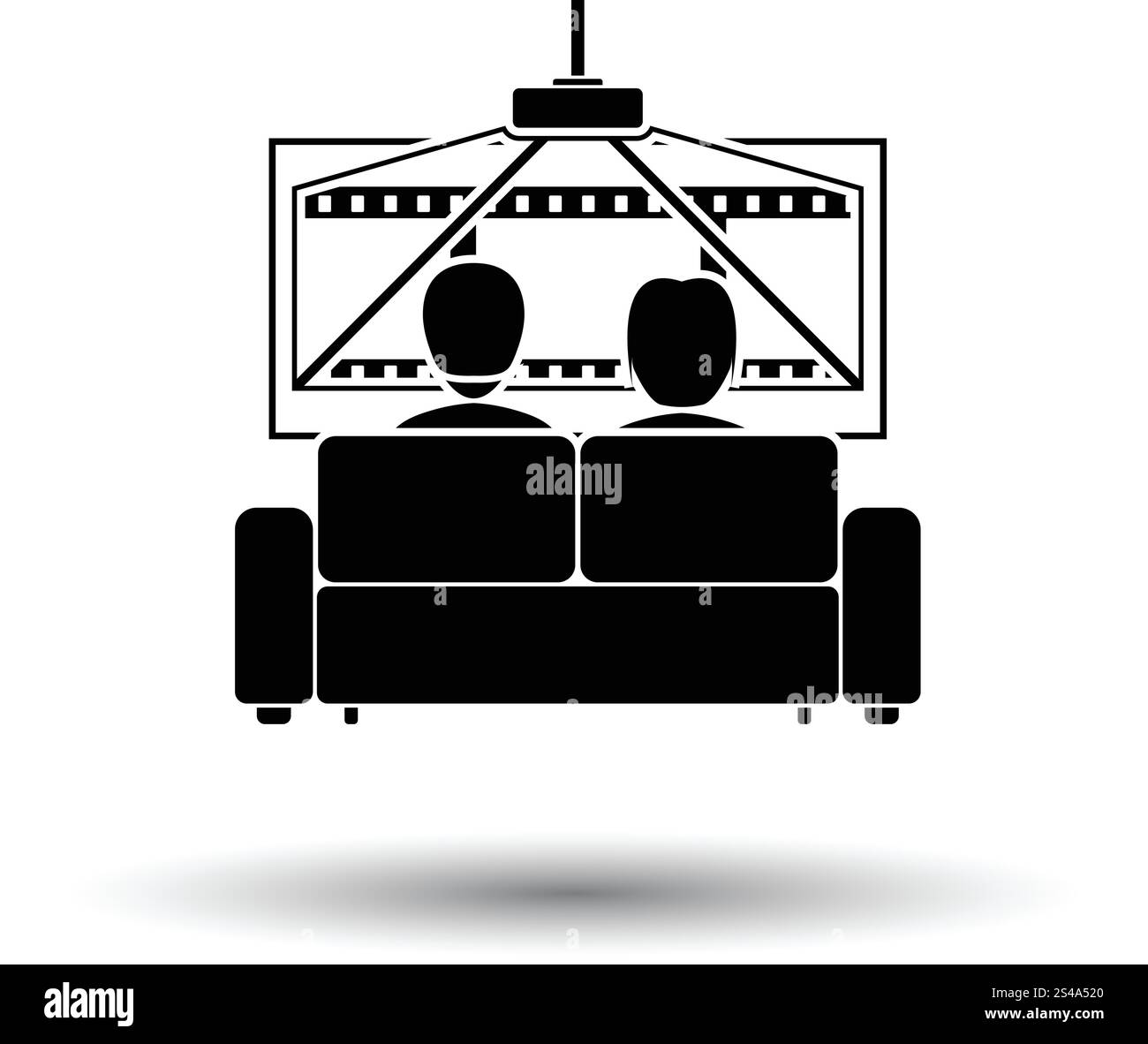 Kino-Sofa-Symbol. Weißen Hintergrund mit Schatten Design. Vektor-Illustration. Stock Vektor