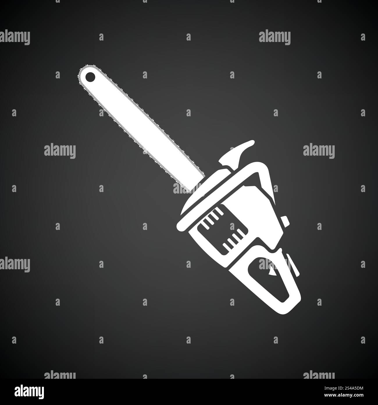 Kettensäge-Symbol. Schwarzer Hintergrund mit weißen. Vektor-Illustration. Stock Vektor