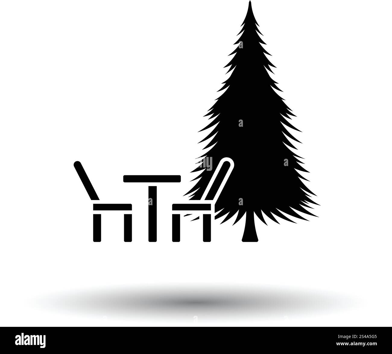 Park Platz und Kiefer Baumsymbol. Weißen Hintergrund mit Schatten Design. Vektor-Illustration. Stock Vektor