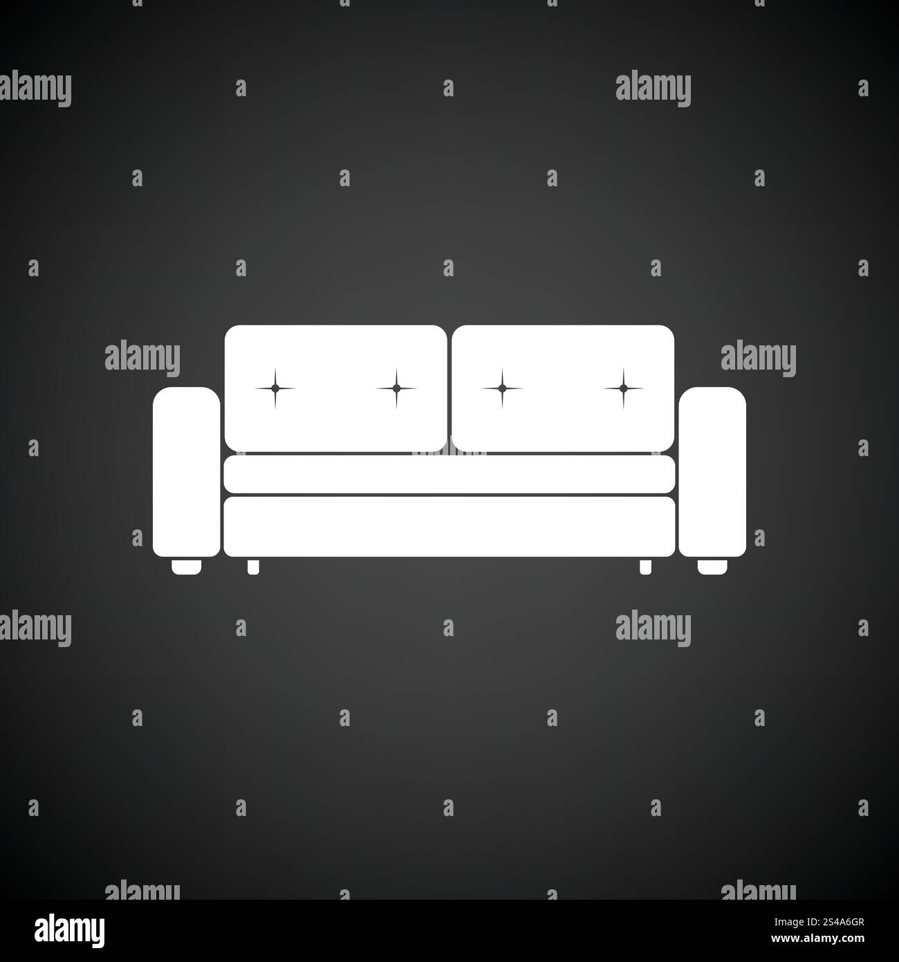 Kino-Sofa-Symbol. Schwarzer Hintergrund mit weißen. Vektor-Illustration. Stock Vektor