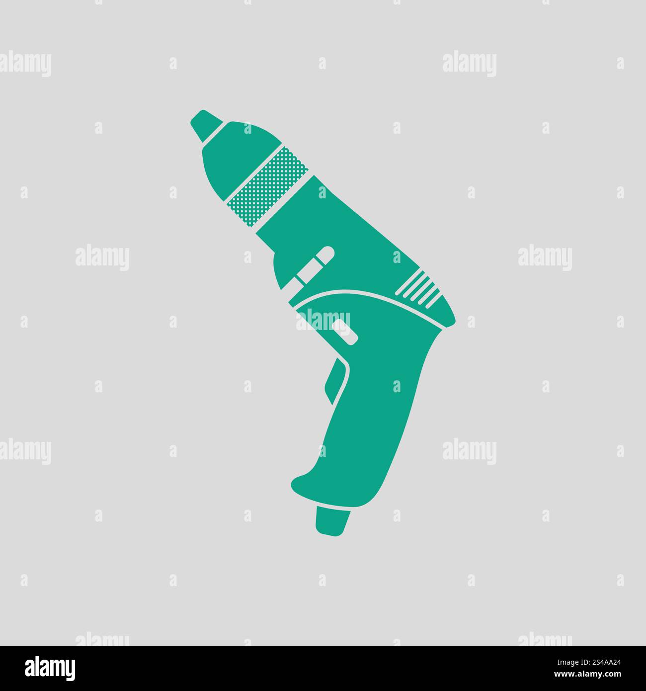Bohrmaschine-Symbol. Grauer Hintergrund mit grün. Vektor-Illustration. Stock Vektor