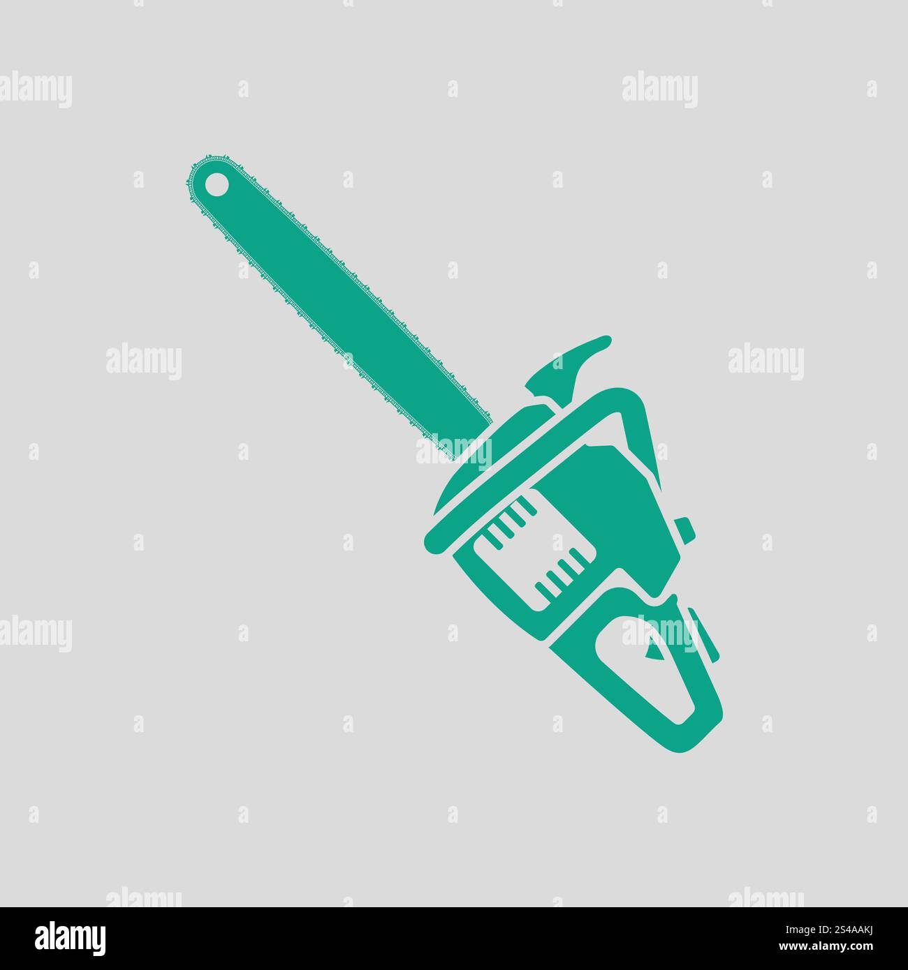 Kettensäge-Symbol. Grauer Hintergrund mit grün. Vektor-Illustration. Stock Vektor