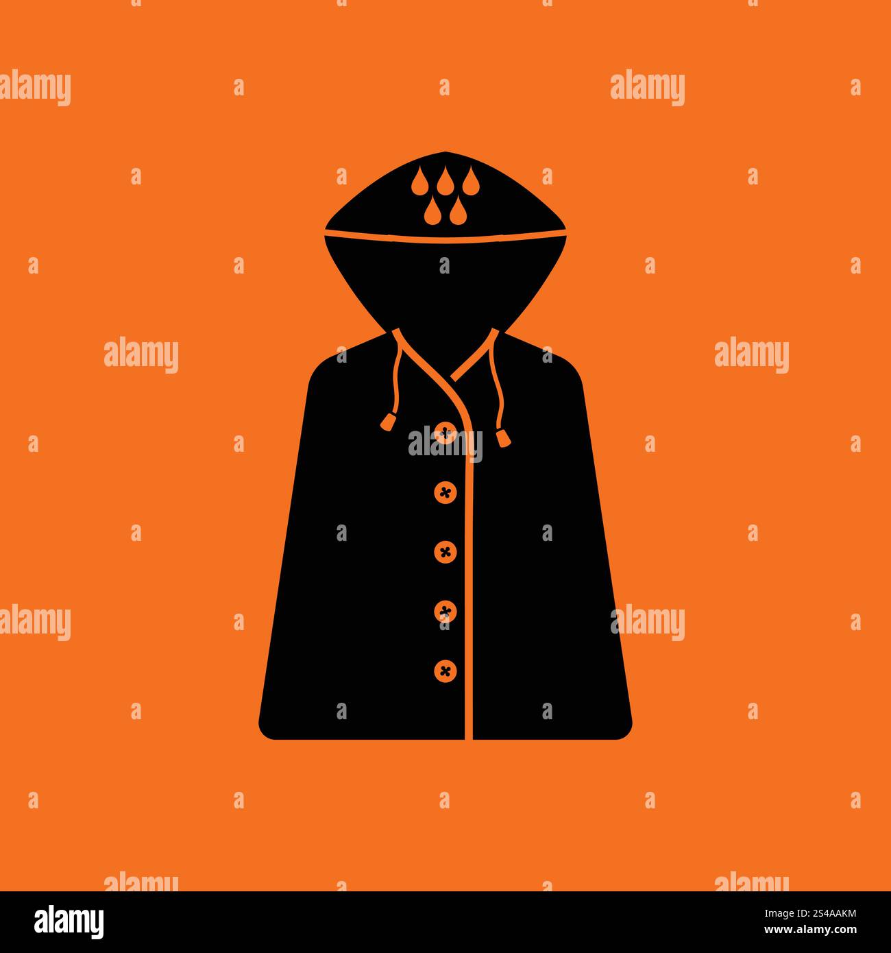 Regenmantel-Symbol. Orangefarbenen Hintergrund mit schwarz. Vektor-Illustration. Stock Vektor