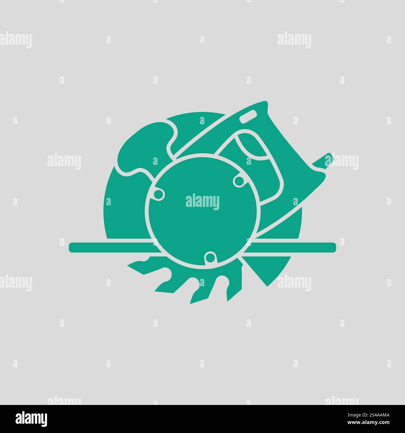 Kreissäge-Symbol. Grauer Hintergrund mit grün. Vektor-Illustration. Stock Vektor