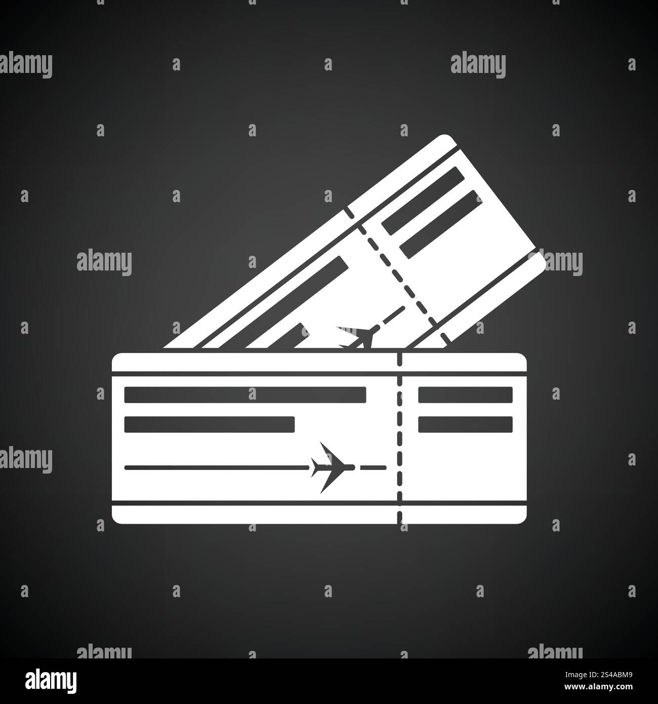 Zwei Flugzeug-Karten-Symbol. Schwarzer Hintergrund mit weißen. Vektor-Illustration. Stock Vektor