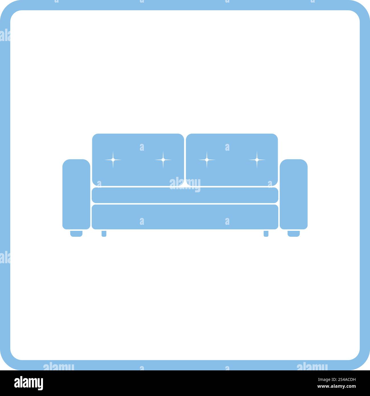 Kino-Sofa-Symbol. Blauer Rahmen-Design. Vektor-Illustration. Stock Vektor