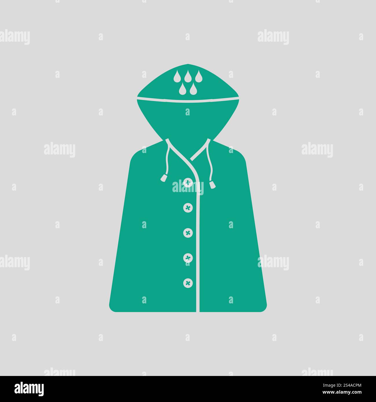 Regenmantel-Symbol. Grauer Hintergrund mit grün. Vektor-Illustration. Stock Vektor