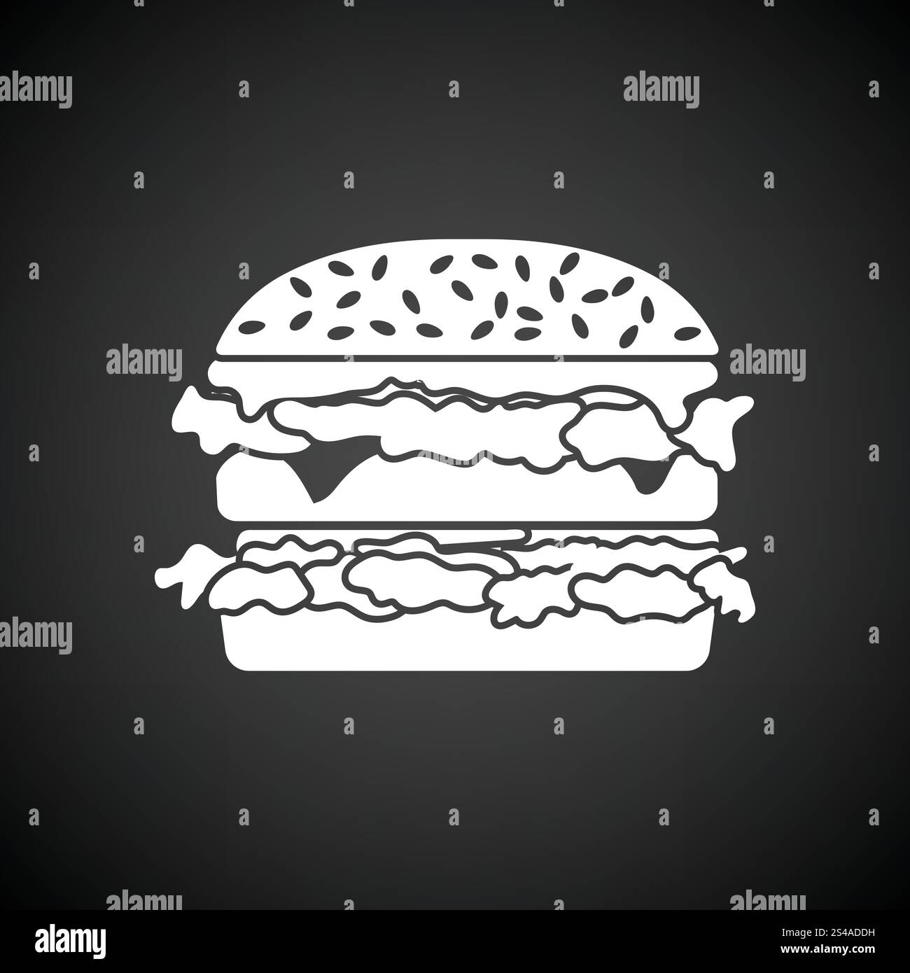 Hamburger-Symbol. Schwarzer Hintergrund mit weißen. Vektor-Illustration. Stock Vektor