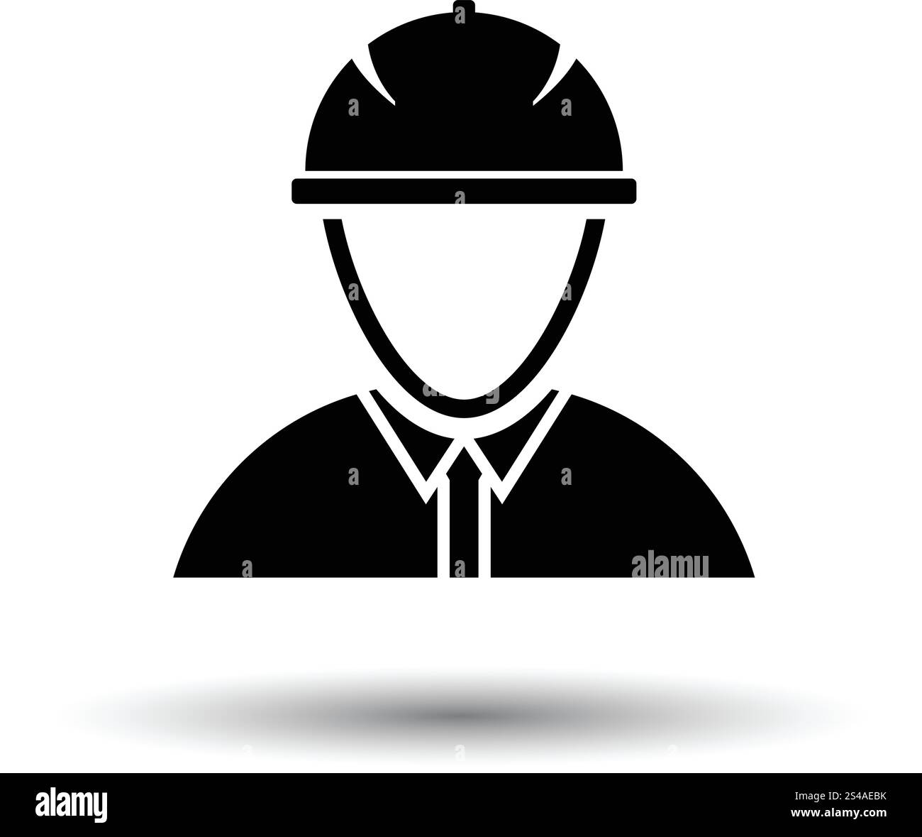 Ikone der Bau Arbeiter Kopf im Helm. Weißen Hintergrund mit Schatten Design. Vektor-Illustration. Stock Vektor