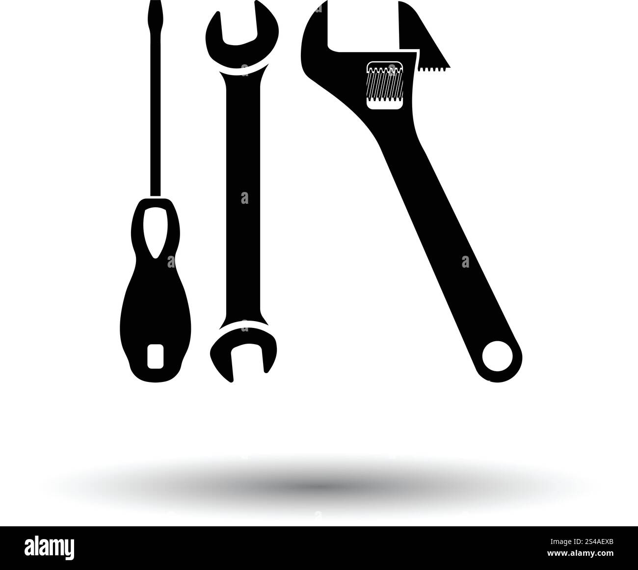 Schraubenschlüssel und Schraubendreher-Symbol. Weißen Hintergrund mit Schatten Design. Vektor-Illustration. Stock Vektor