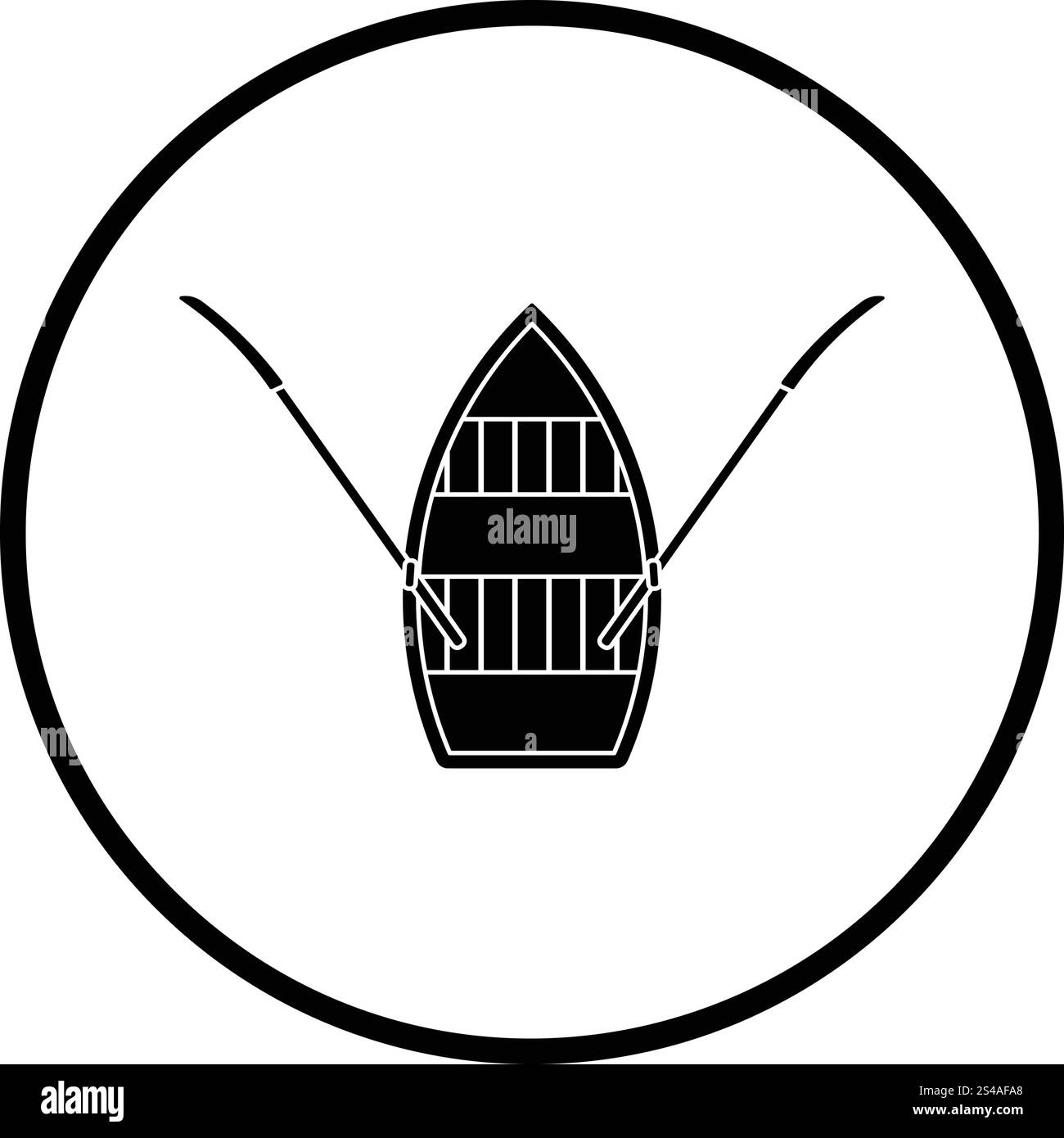 Paddel-Boot-Symbol. Dünnen Kreis Design. Vektor-Illustration. Stock Vektor