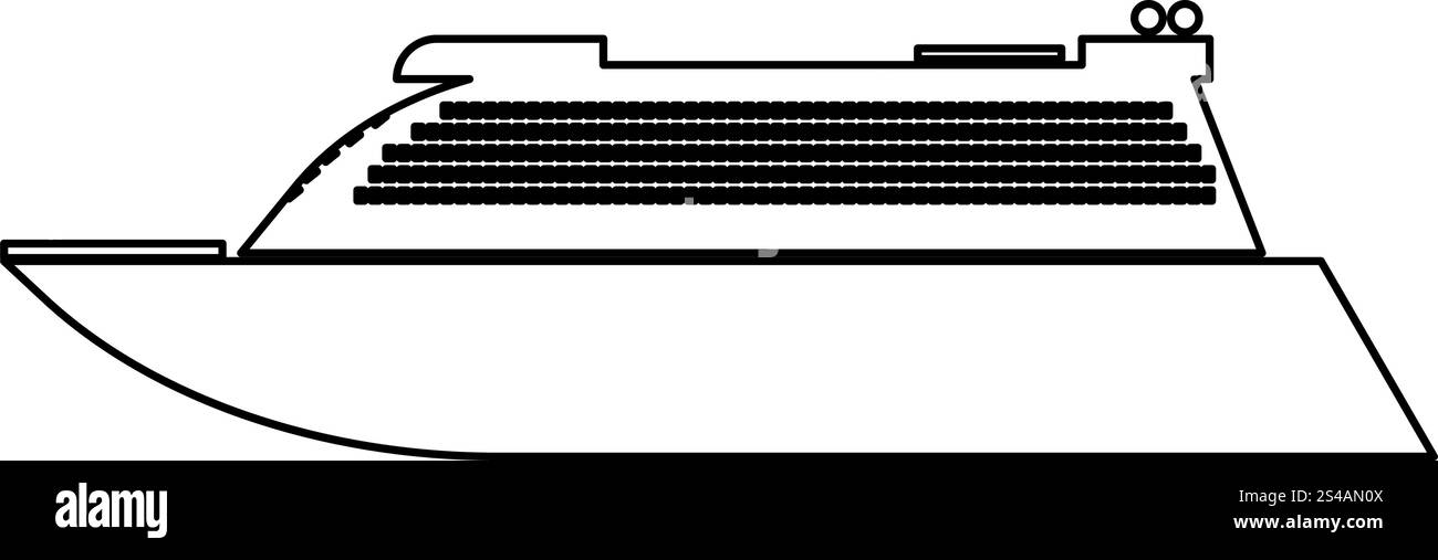 Schwarzes Symbol des transatlantischen Kreuzfahrtschiffes. Stock Vektor
