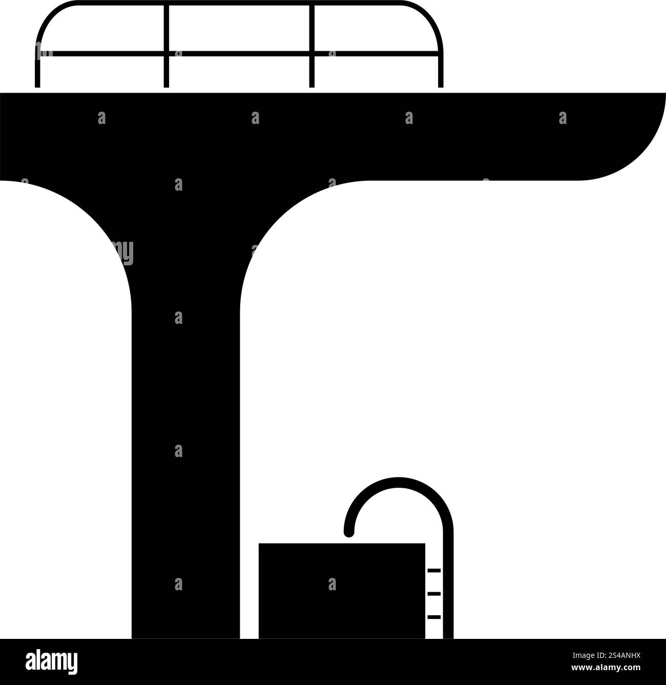 Pool mit einem Tauchturm-Symbol. Stock Vektor