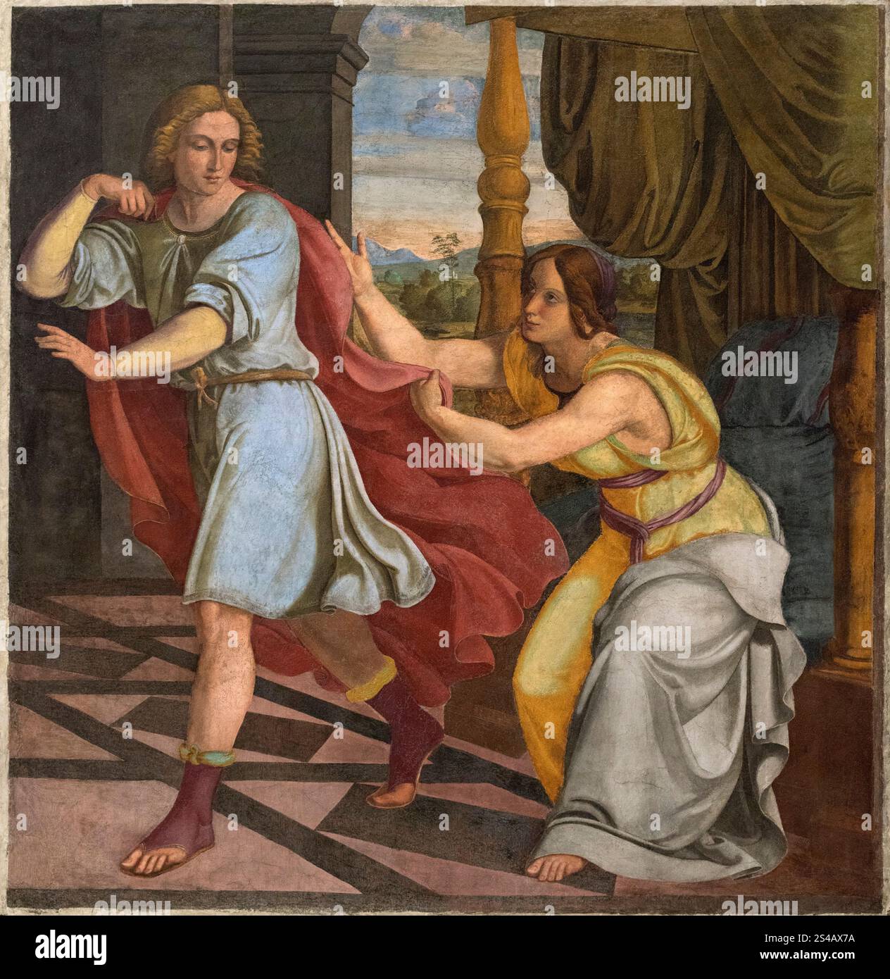 Philipp Veit (1793–1877), Joseph und Potiphars Ehefrau, ca. 1816, Fresko aus der Casa Bartholdy in Rom. Joseph und Potiphars Weib. Wandbilder aus der C Stockfoto