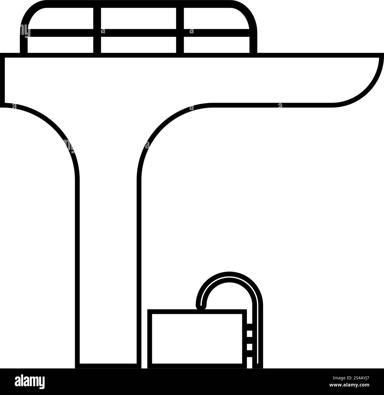 Pool mit einem Tauchturm-Symbol. Stock Vektor